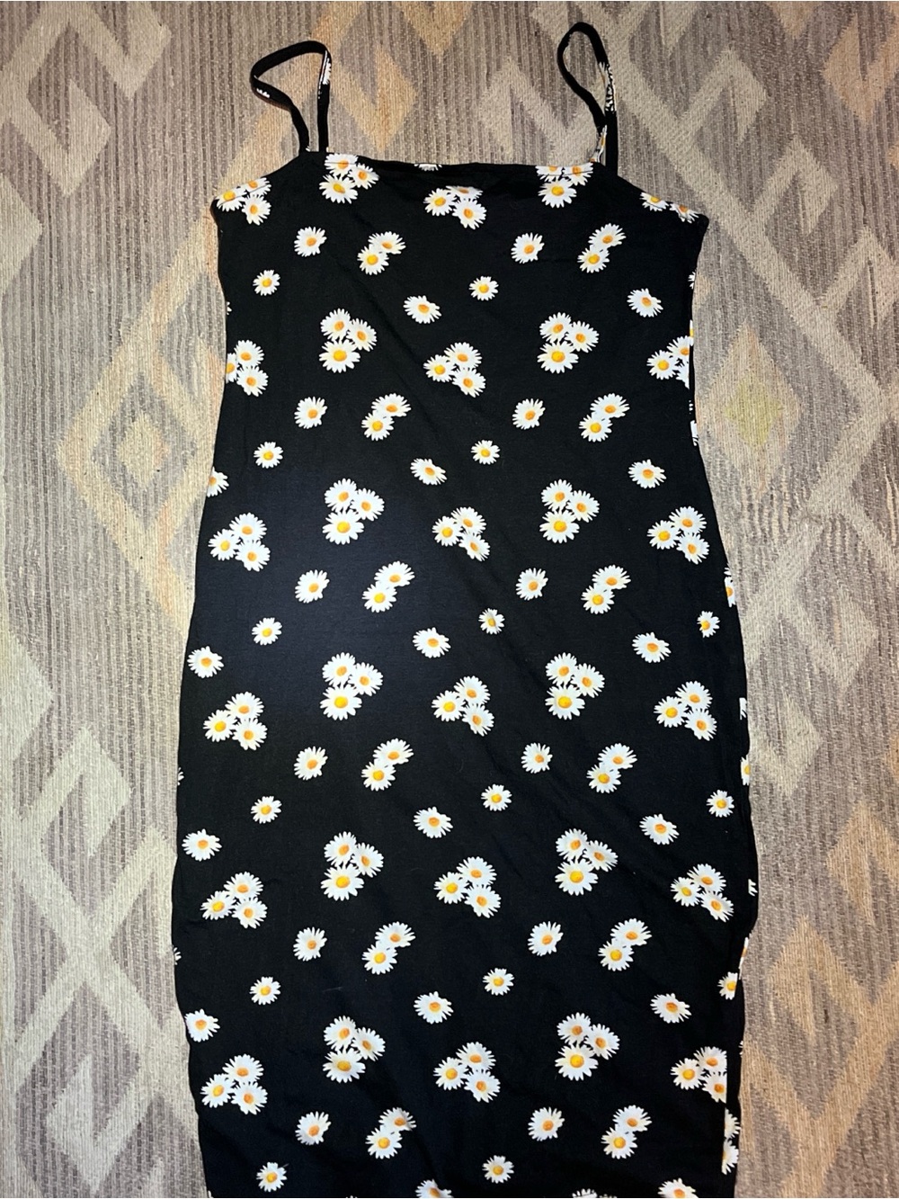 Rue21 Black Daisy Print Midi Slip Dress